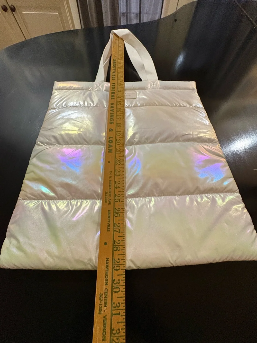 Sleek Bath & Body Works Iridescent Puffer Tote in White